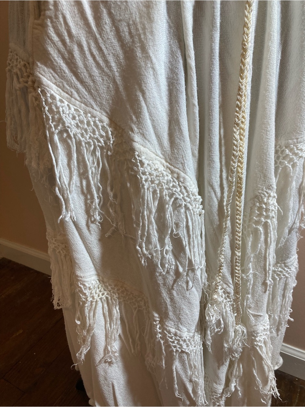 Vintage White Fringe Midi Skirt - Picture 3 of 4